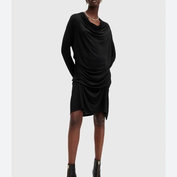 All Saints Dresses & Skirts - ALLSAINTS Amei 10 black cowl neck draped mini dress